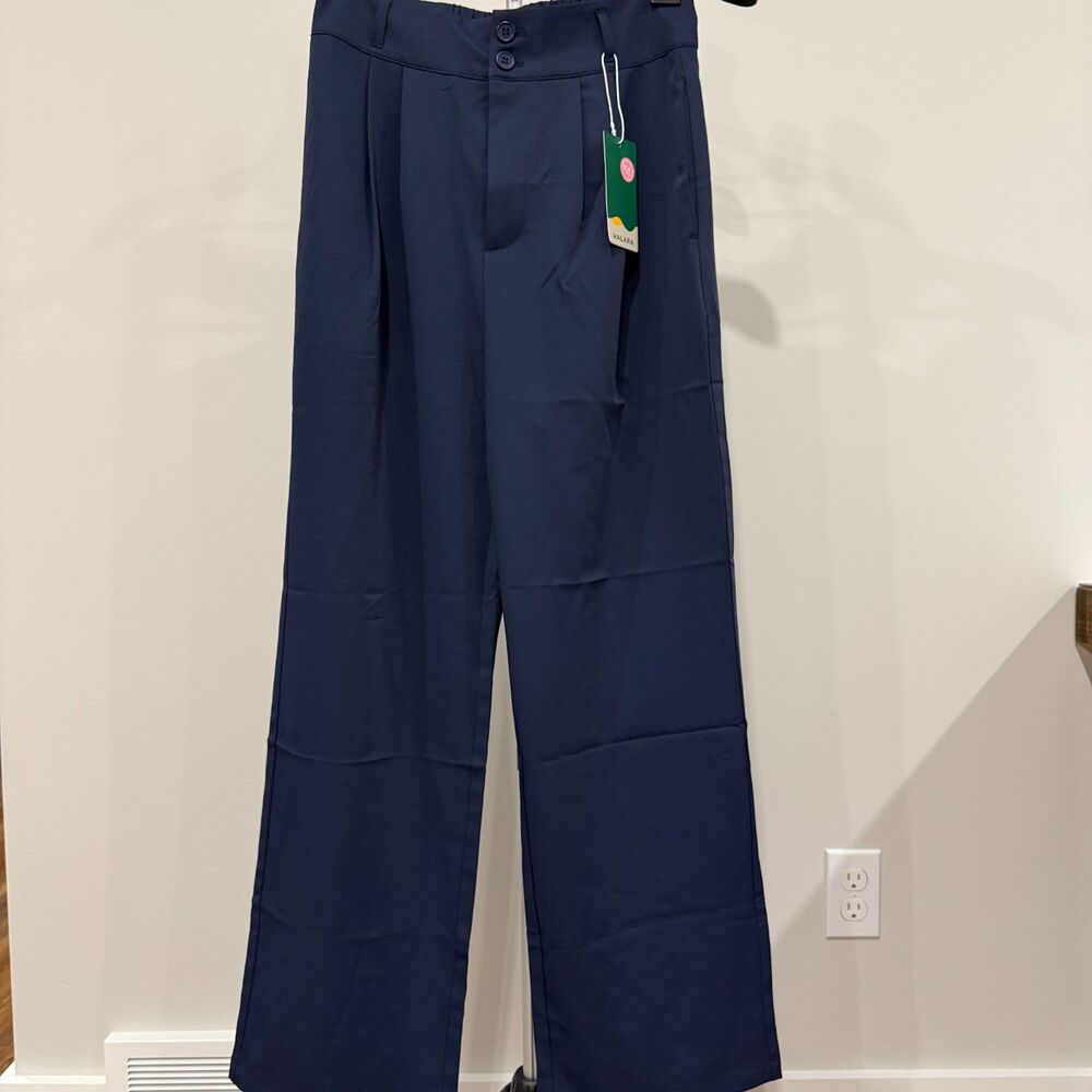 HALARA NWT High Waisted “Parisian Night” Navy Straight Leg Work Pant Size Medium - Picture 4 of 10